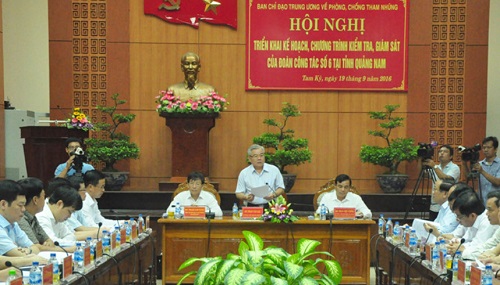 Đoàn công tác số 6 Ban Chỉ đạo Trung ương về phòng, chống tham nhũng công bố kế hoạch kiểm tra, giám sát tại Quảng Nam năm 2016
