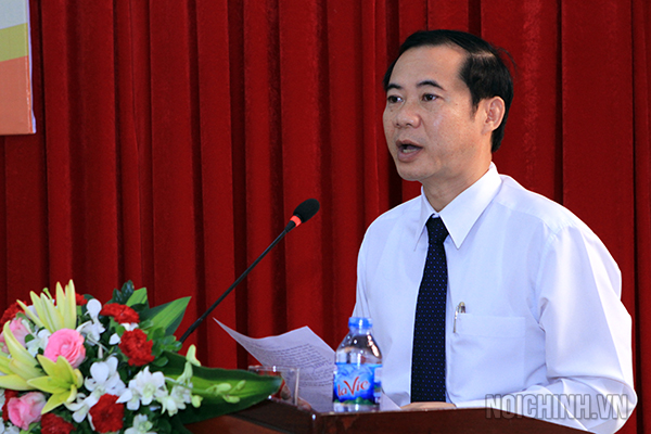 Đồng chí Nguyễn Thái Học, Phó trưởng Ban Nội chính Trung ương phát biểu tại Hội thảo