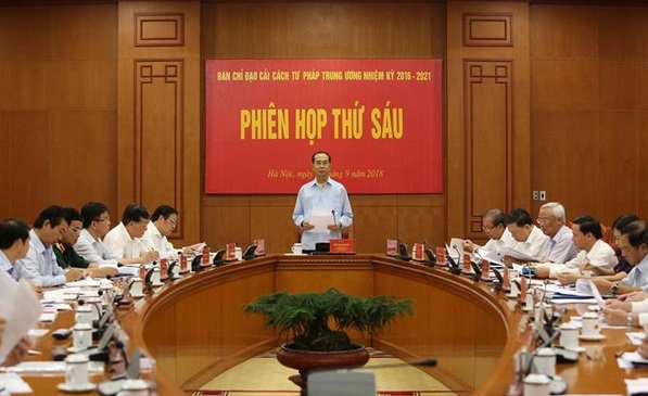 Chủ tịch nước Trần Đại Quang, Trưởng Ban Chỉ đạo Cải cách tư pháp Trung ương chủ trì Phiên họp thứ sáu của Ban Chỉ đạo