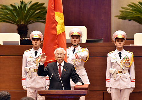 Chủ tịch Nước Cộng hoà xã hội chủ nghĩa Việt Nam Nguyễn Phú Trọng tuyên thệ trước Quốc hội và đồng bào, cử tri cả nước