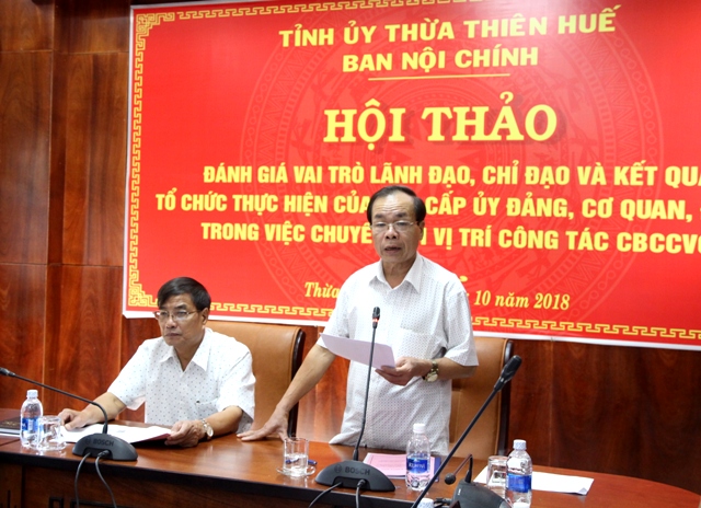 Đồng chí Hồ Văn Hải, Ủy viên Ban Thường vụ, Trưởng Ban Nội chính Tỉnh ủy Thừa thiên - Huế phát biểu