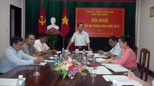 Ban Nội chính Tỉnh ủy Thừa Thiên Huế sơ kết 6 tháng đầu năm 2018