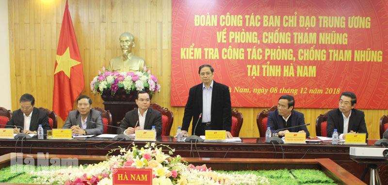 Đồng chí Phạm Minh Chính, Ủy viên Bộ Chính trị, Bí thư Trung ương Đảng, Trưởng Ban Tổ chức Trung ương, Ủy viên Ban Chỉ đạo Trung ương về PCTN phát biểu tại buổi làm việc
