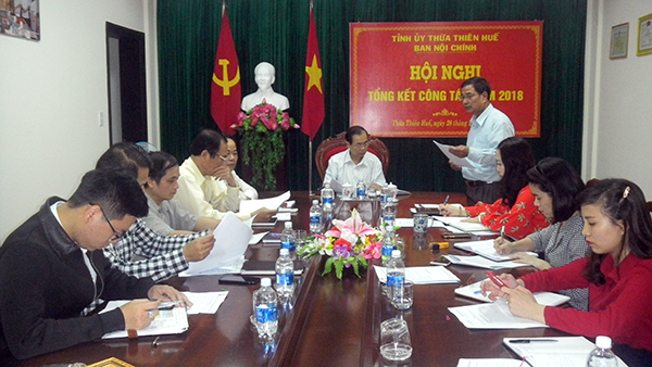Ban Nội chính Tỉnh ủy Thừa Thiên Huế tổng kết công tác năm 2018