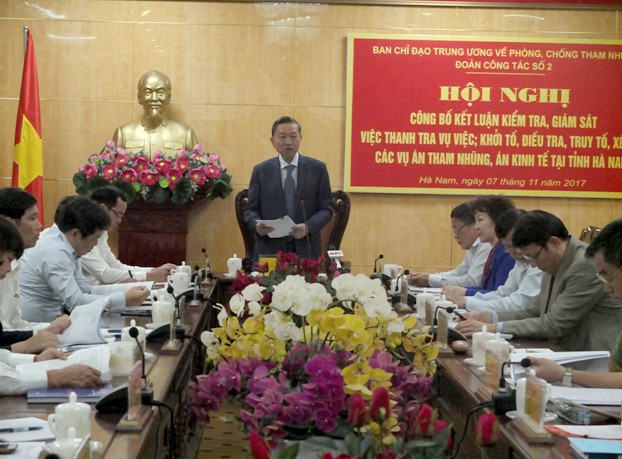 Đoàn công tác số 2 của Ban Chỉ đạo Trung ương về phòng, chống tham nhũng làm việc tại tỉnh Hà Nam 