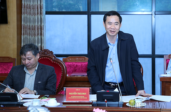 Đồng chí Nguyễn Thái Học, Phó Trưởng Ban Nội chính Trung ương, Chủ tịch Hội đồng Khoa học Cơ quan Ban Nội chính Trung ương phát biểu tại buổi làm việc
