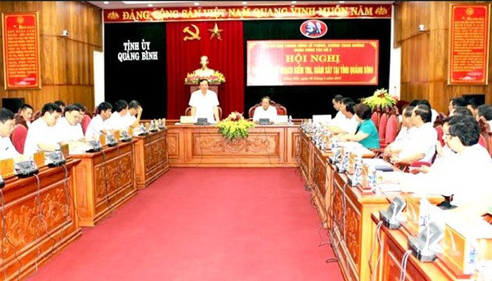Đoàn công tác của Ban Chỉ đạo Trung ương về phòng, chống tham nhũng làm việc với Ban Thường vụ Tỉnh ủy Quảng Bình (năm 2017)