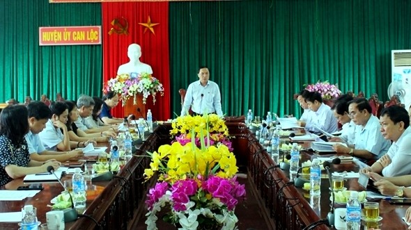 Đoàn công tác chỉ đạo, kiểm tra, giám sát của Ban Thường vụ Tỉnh ủy Hà Tĩnh làm việc với Ban Thường vụ Huyện ủy Can Lộc (tháng 3-2019)