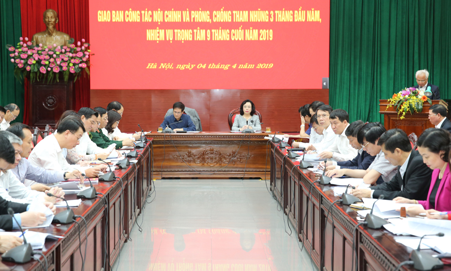 Hội nghị giao ban công tác nội chính và phòng, chống tham nhũng Thành ủy Hà Nội 