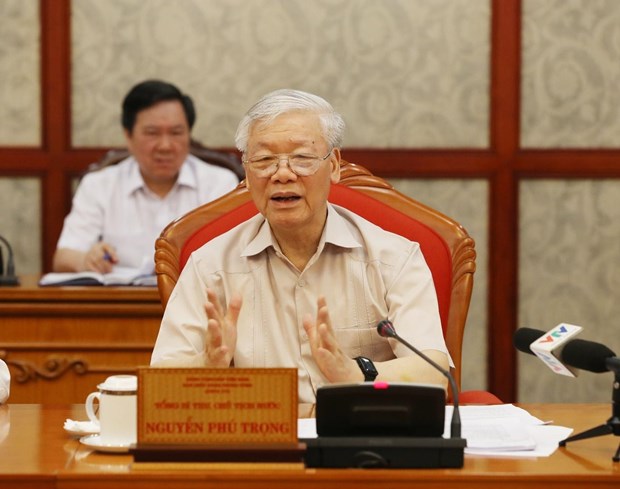 Tổng Bí thư, Chủ tịch nước Nguyễn Phú Trọng phát biểu tại cuộc họp Bộ Chính trị