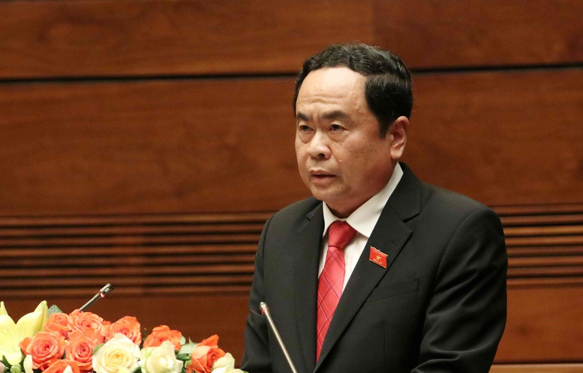 Chủ tịch Ủy ban Trung ương Mặt trận Tổ quốc Việt Nam Trần Thanh Mẫn trình bày Báo cáo 