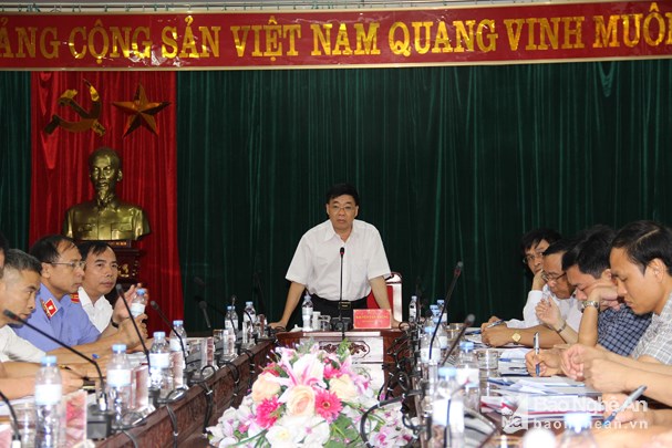 Đồng chí Nguyễn Văn Thông, Phó Bí thư Tỉnh ủy Nghệ An chủ trì hội nghị giao ban Khối Nội chính tỉnh tháng 5-2019