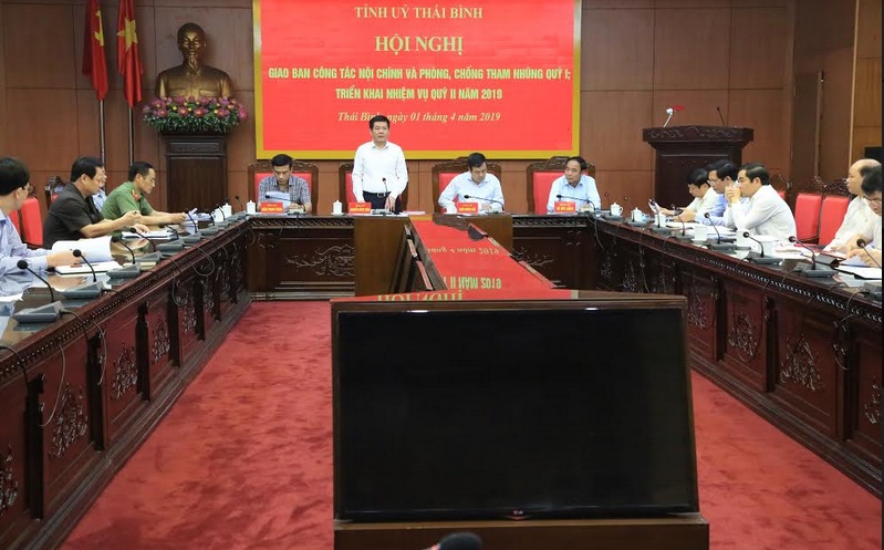 Hội nghị giao ban công tác nội chính và phòng, chống tham nhũng quý I; triển khai nhiệm vụ trọng tâm quý II-2019 tỉnh Thái Bình