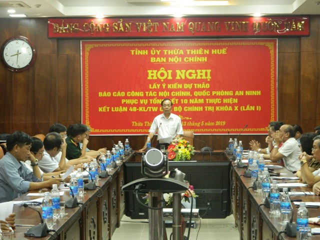 Ban Nội chính Tỉnh ủy Thừa Thiên Huế tổ chức Hội nghị lấy ý kiến dự thảo Báo cáo tổng kết công tác nội chính và bảo đảm quốc phòng, an ninh 