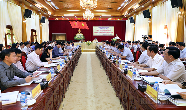 Quang cảnh Hội nghị giao ban sáu tháng đầu năm 2019 với 14 ban nội chính tỉnh ủy thuộc vùng trung du và miền núi phía Bắc