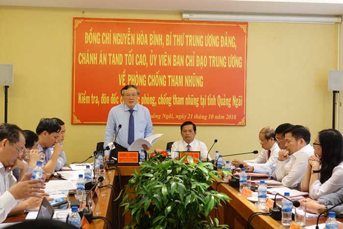 Đoàn công tác của Ban Chỉ đạo Trung ương về phòng, chống tham nhũng kiểm tra công tác phòng chống tham nhũng tại tỉnh Quảng Ngãi