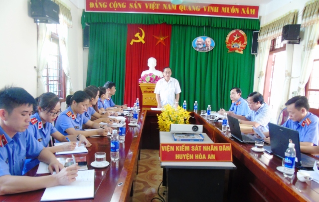 Đoàn công tác của Ban Nội chính Tỉnh ủy Cao Bằng làm việc tại Viện kiểm sát nhân dân huyện Hòa An