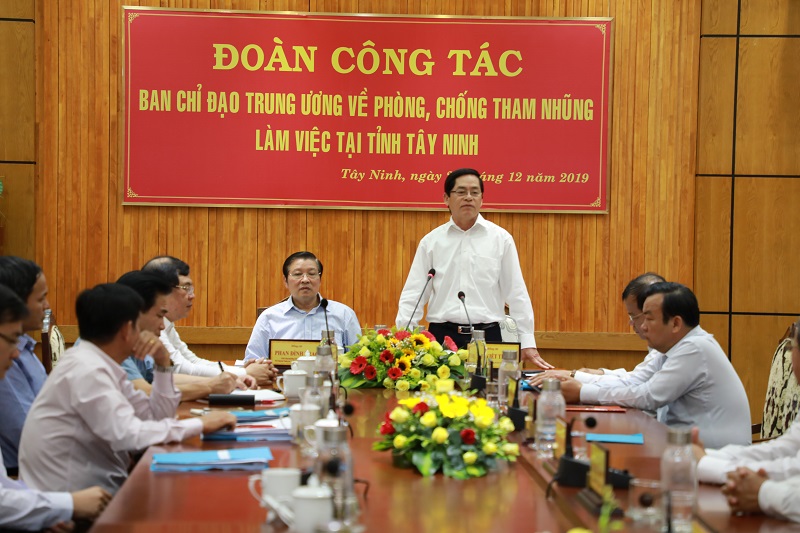 Đồng chí Phạm Viết Thanh, Ủy viên Trung ương Đảng, Bí thư Tỉnh ủy Tây Ninh phát biểu