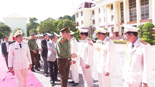Đại tướng Tô Lâm, Ủy viên Bộ Chính trị, Bộ trưởng Bộ Công an đã đến thăm và làm việc với cán bộ chủ chốt công an tỉnh Đắk Nông