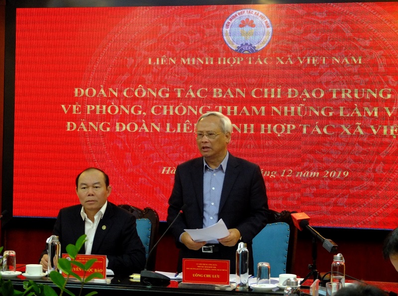 Đồng chí Uông Chu Lưu, Ủy viên Trung ương Đảng, Phó Chủ tịch Quốc hội, Phó trưởng Ban Chỉ đạo Trung ương về phòng, chống tham nhũng phát biểu kết luận buổi làm việc