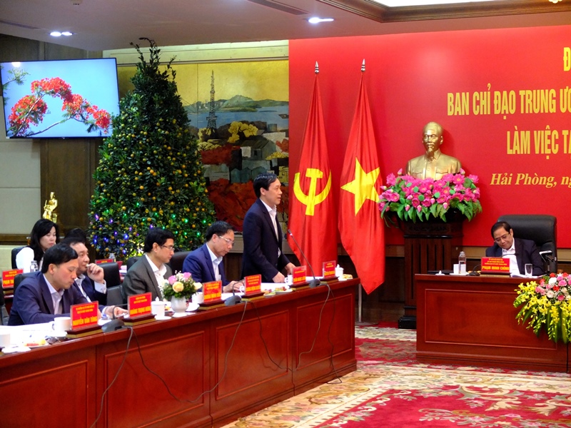 Đồng chí Nguyễn Thanh Hải, Phó trưởng Ban Nội chính Trung ương phát biểu tại buổi làm việc