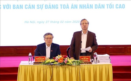 Đồng chí Trần Quốc Vượng, Ủy viên Bộ Chính trị, Thường trực Ban Bí thư phát biểu tại buổi làm việc