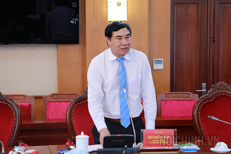 Đồng chí Trần Quốc Cường, Ủy viên Trung ương Đảng, Phó trưởng Ban Nội chính Trung ương phát biểu tại Đại hội