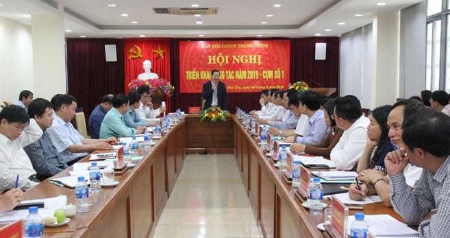 Đồng chí Nguyễn Thái Học, Phó Trưởng Ban Nội chính Trung ương phát biểu tại Hội nghị triển khai công tác năm 2019 - Cụm thi đua số 1 tại tỉnh Phú Thọ