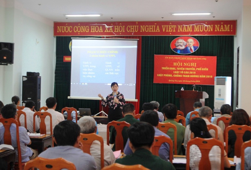 Hội nghị tuyên truyền, phổ biến Luật Tố cáo và Luật Phòng, chống tham nhũng năm 2018 tỉnh Quảng Trị