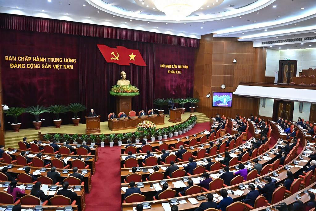 Quang cảnh Hội nghị lần thứ 5 Ban Chấp hành Trung ương Đảng Cộng sản Việt Nam khóa XIII (ảnh Đăng Khoa)