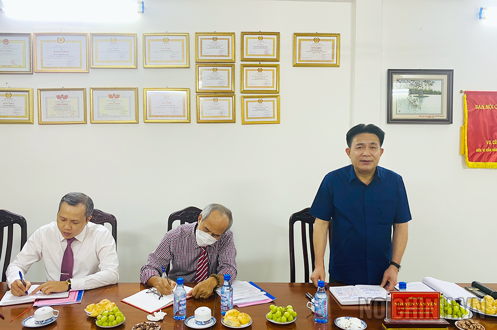Đồng chí Nguyễn Văn Yên, Phó Trưởng Ban; Ủy viên Ban Thường vụ, Chủ nhiệm Ủy ban Kiểm tra Đảng ủy Cơ quan phát biểu tại Đại hội