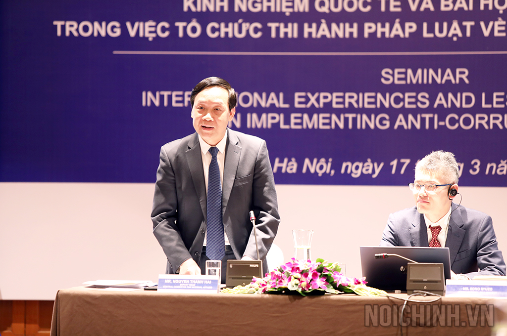 Đồng chí Nguyễn Thanh Hải, Phó Trưởng Ban Nội chính Trung ương chủ trì Hội Thảo