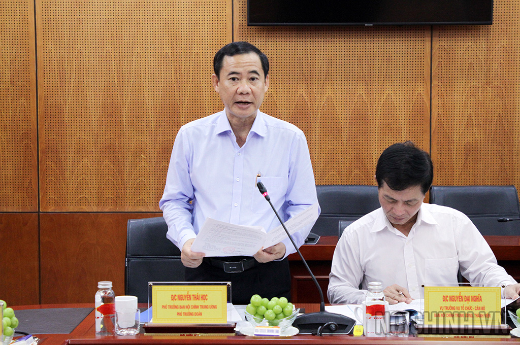 Đồng chí Nguyễn Thái Học, Phó Trưởng Ban Nội chính Trung ương, Phó Trưởng Đoàn kiểm tra công bố Quyết định, Kế hoạch kiểm tra