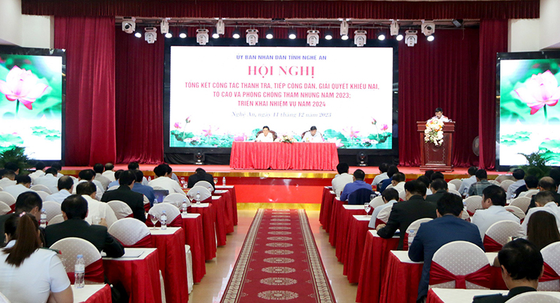 Hội nghị tổng kết công tác thanh tra, tiếp công dân, giải quyết khiếu nại, tố cáo và phòng chống tham nhũng năm 2023 tỉnh Nghệ An