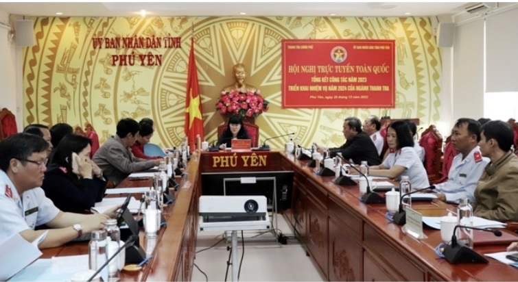 Điểm cầu tỉnh Phú Yên dự Hội nghị trực tuyến toàn quốc tổng kết công tác năm 2023 của ngành Thanh tra