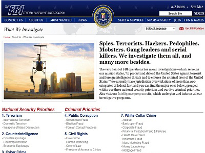 Điều tra, phát hiện, xử lý tham nhũng ở cấp Liên bang được giao cho Cơ quan điều tra Liên bang - FBI