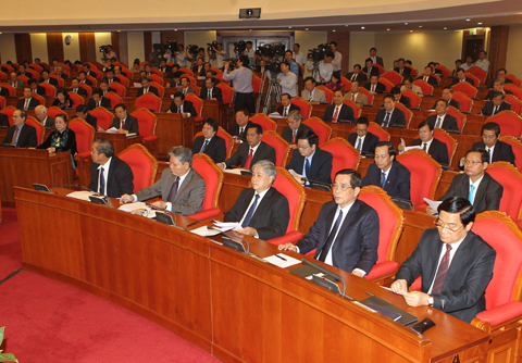 Các đồng chí lãnh đạo Đảng, Nhà nước và các đại biểu dự khai mạc Hội nghị