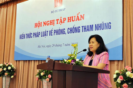 Một Hội nghị tập huấn kiến thức pháp luật về phòng, chống tham nhũng do Bộ Tư pháp tổ chức