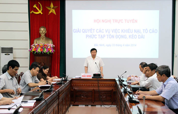 : Điểm cầu Bắc Ninh tham dự Hội nghị trực tuyến đánh giá công tác tiếp dân và giải quyết các vụ việc khiếu nại, tố cáo phức tạp tồn đọng, kéo dài