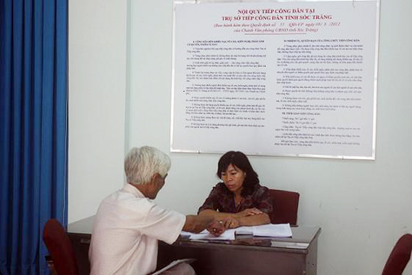 Tiếp công dân của cán bộ Trụ sở tiếp công dân tỉnh Sóc Trăng