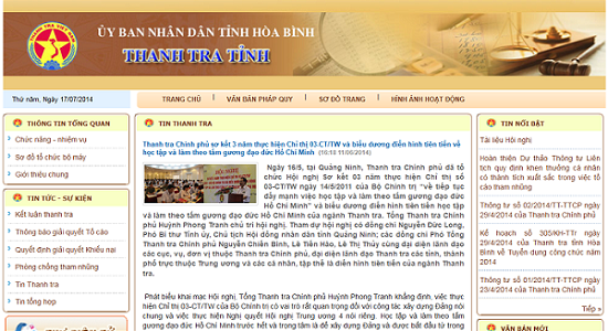 Trang tin của Thanh tra tỉnh Hòa Bình