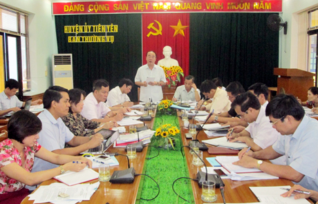 Đoàn giám sát của Ban Thường vụ Tỉnh ủy làm việc với huyện Tiên Yên
