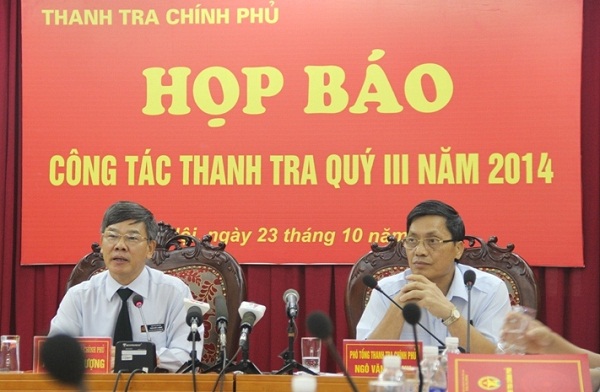 Thanh tra Chính phủ họp báo công tác thanh tra Quý III năm 2014