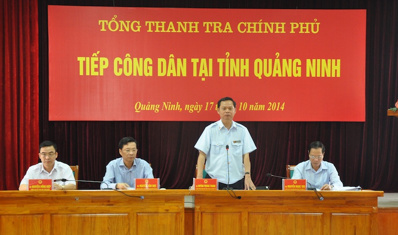 Tổng Thanh tra Chính phủ Huỳnh Phong Tranh tiếp công dân tại tỉnh Quảng Ninh tháng 10-2014