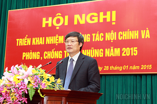 Đồng chí Nguyễn Khắc Hào, Phó Bí thư Thường trực tỉnh ủy Hưng Yên phát biểu tại Hội nghị