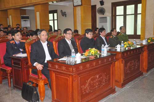 Các đại biểu dự Hội nghị đánh giá kết quả thực hiện Quy chế phối hợp trong công tác điều tra, truy tố, xét xử tội phạm và thi hành án hình sự tỉnh Thanh Hóa 