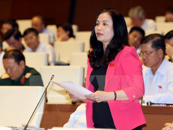 Đại biểu Quốc hội tỉnh Vĩnh Phúc Hồ Thị Thủy phát biểu ý kiến