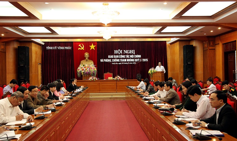 Hội nghị giao ban công tác nội chính và phòng, chống tham nhũng tỉnh Vĩnh Phúc