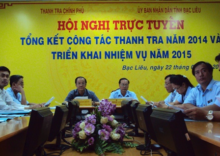 Điểm cầu Bạc Liêu dự Hội nghị trực tuyến tổng kết công tác thanh tra năm 2014, triển khai nhiệm vụ năm 2015