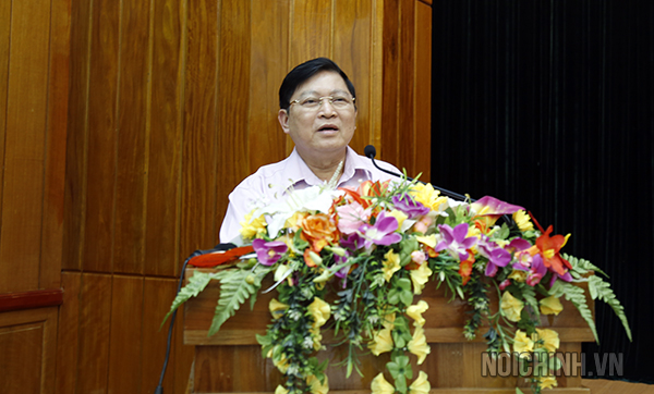 Thượng tướng Ngô Xuân Lịch, Bí thư Trung ương Đảng, Chủ nhiệm Tổng cục Chính trị Quân đội nhân dân Việt Nam, Ủy viên Ban Chỉ đạo Trung ương về PCTN, Trưởng đoàn công tác phát biểu kết luận Hội nghị.